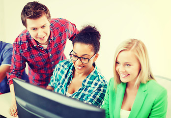 Image showing students with computer studying at school