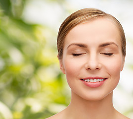 Image showing face of beautiful woman with closed eyes