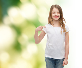 Image showing smiling little girl in blank white t-shirt