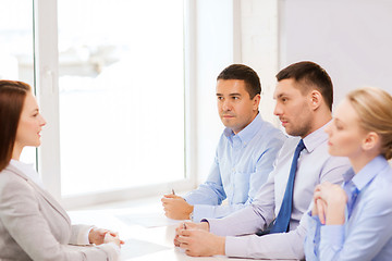 Image showing businesswoman at interview in office