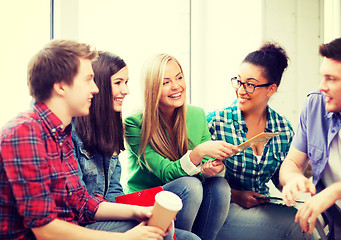 Image showing students communicating and laughing at school