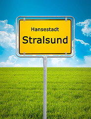 Image showing city sign of Stralsund
