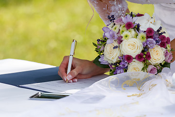 Image showing bride signed contract