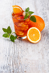 Image showing Glass of fruit iced tea