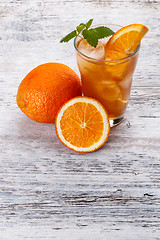 Image showing Glass of fruit iced tea