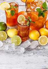 Image showing Glasses of iced tea