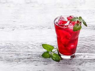 Image showing Fresh cold strawberry tea