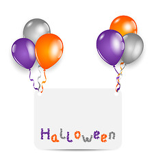 Image showing Halloween card with set colorful balloons