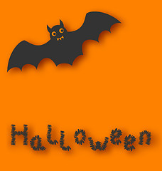 Image showing Cartoon bat with with text on orange background