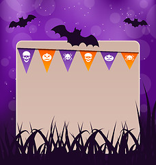 Image showing Halloween card with hanging flags 