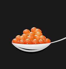 Image showing Teaspoon with red caviar isolated on black background