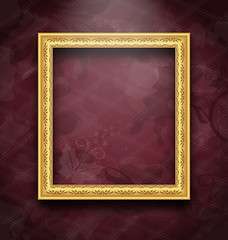 Image showing Picture frame on floral texture wall