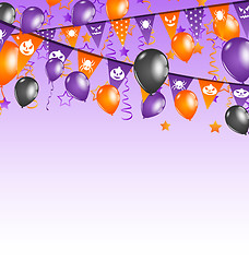 Image showing Halloween background with hanging flags and balloons