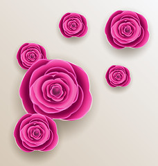 Image showing Cutout flowers - beautiful roses, paper craft 