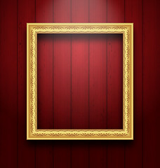 Image showing Vintage picture frame on wooden wall