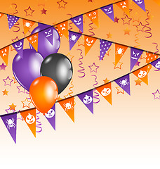 Image showing Hanging flags and balloons for Halloween party