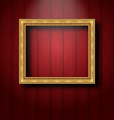 Image showing Vintage picture frame on wooden wall