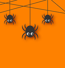 Image showing Cute funny spiders and cobweb