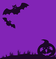 Image showing Halloween background with pumpkin and bats