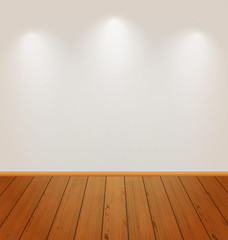 Image showing Empty wall with light and wooden floor