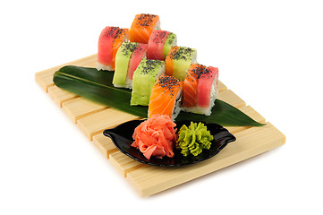 Image showing Rainbow sushi