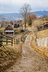 Image showing Dirty road in Carpathian village 