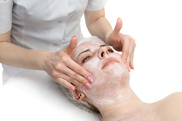 Image showing facial massage with scrub mask 