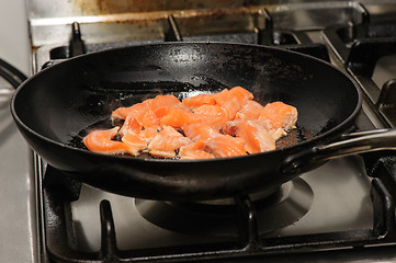 Image showing fish pieces frying