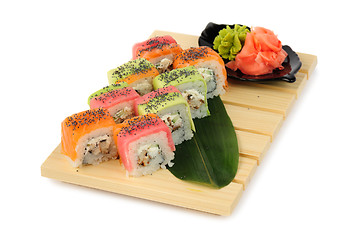 Image showing Rainbow sushi