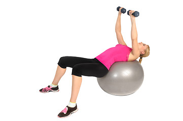 Image showing Dumbbell Chest Fly on Stability Fitness Ball Exercise