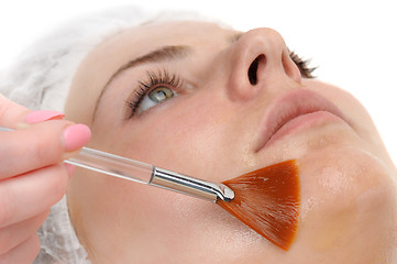Image showing facial peeling mask applying