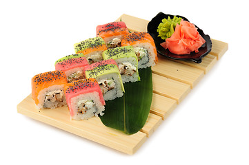 Image showing Rainbow sushi