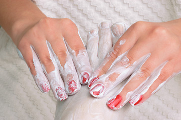 Image showing Feet massage with cream