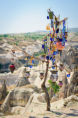 Image showing turkish souvenirs hanging on tree