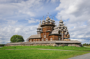 Image showing Wooden church at Kizhi under reconstruction