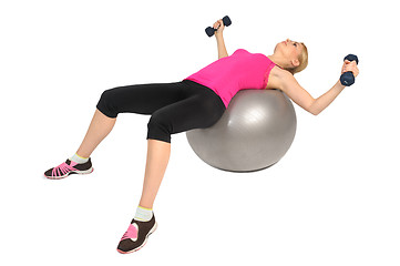 Image showing Dumbbell Chest Fly on Stability Fitness Ball Exercise
