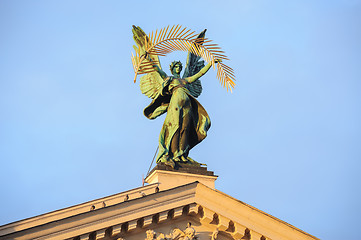 Image showing Statue at the roof of theater in Lviv, Ukraine