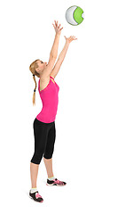 Image showing Female throwing medicine ball exercise phase 2 of 2