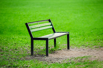 Image showing Lonely broken bench in the park