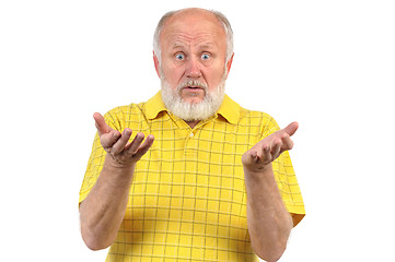 Image showing amazed and astonished senior bald man