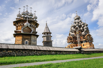 Image showing Wooden church at Kizhi under reconstruction