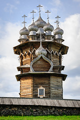 Image showing Wooden church at Kizhi under reconstruction