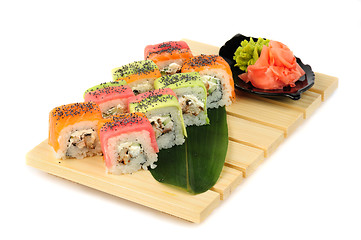 Image showing Rainbow sushi