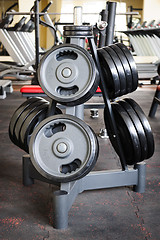 Image showing Barbell plates rack