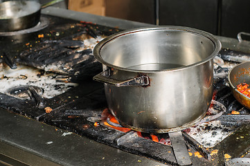 Image showing real dirty restaurant kitchen