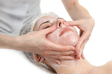 Image showing facial massage with scrub mask 