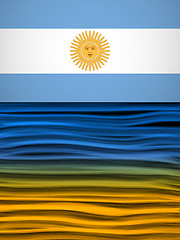 Image showing Argentina Flag Wave Yellow White Blue Background