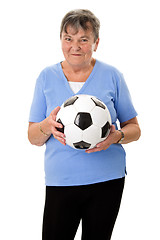 Image showing Senior woman with ball