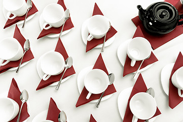 Image showing set of empty cups fo tea