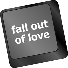 Image showing Modern keyboard key with words fall out in love
